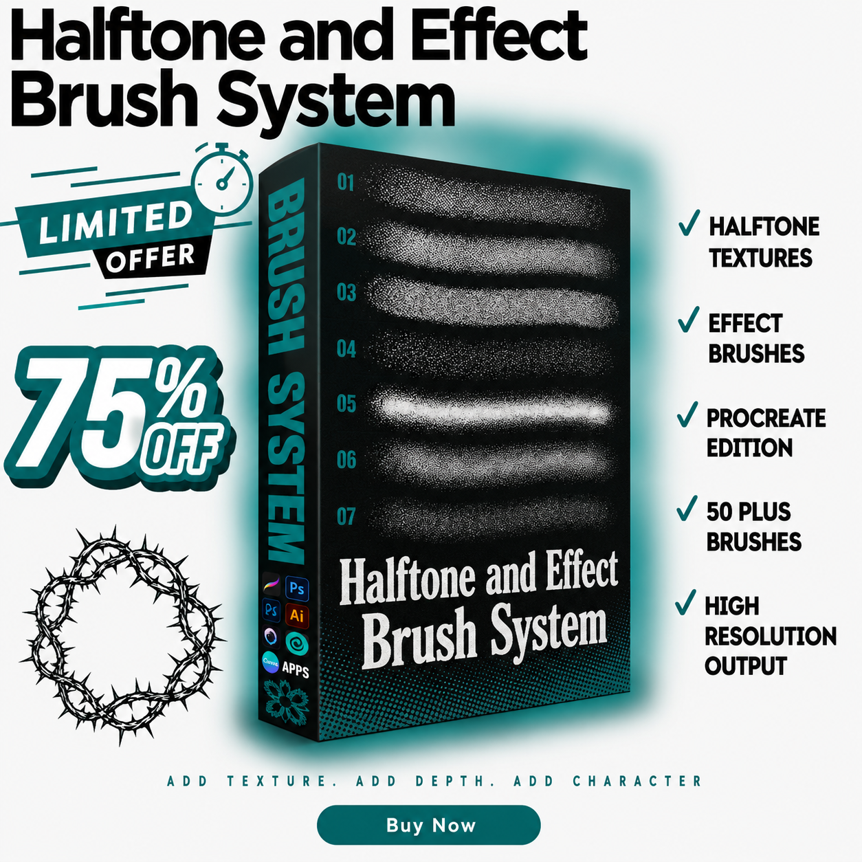 ETERNAL8 HALFTONE & EFFECT BRUSH SYSTEM — PROCREATE EDITION