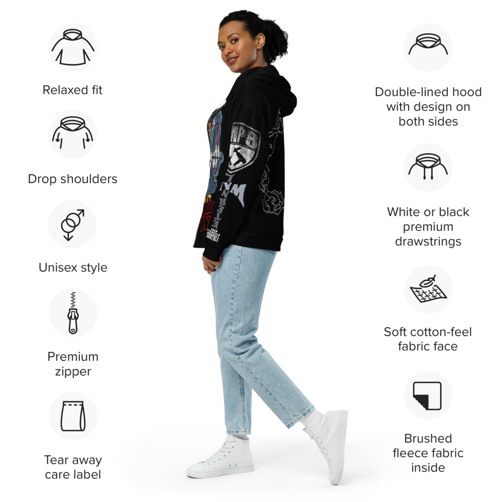 ETERNAL8 — BLACK ZIP HOODIE SZN:1 WAR
