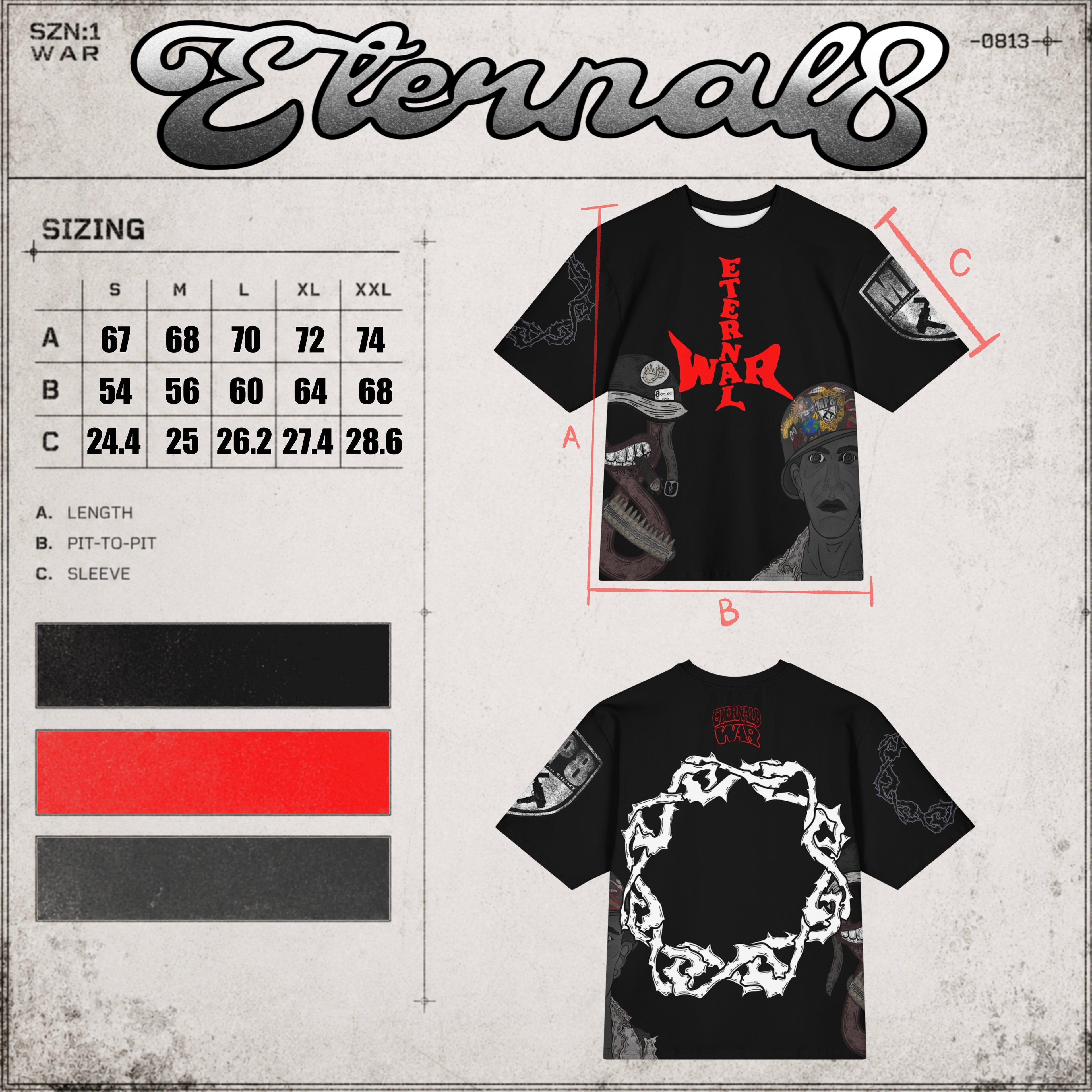 ETERNAL8 — BLACK OVERSIZED TEE SZN:1 WAR