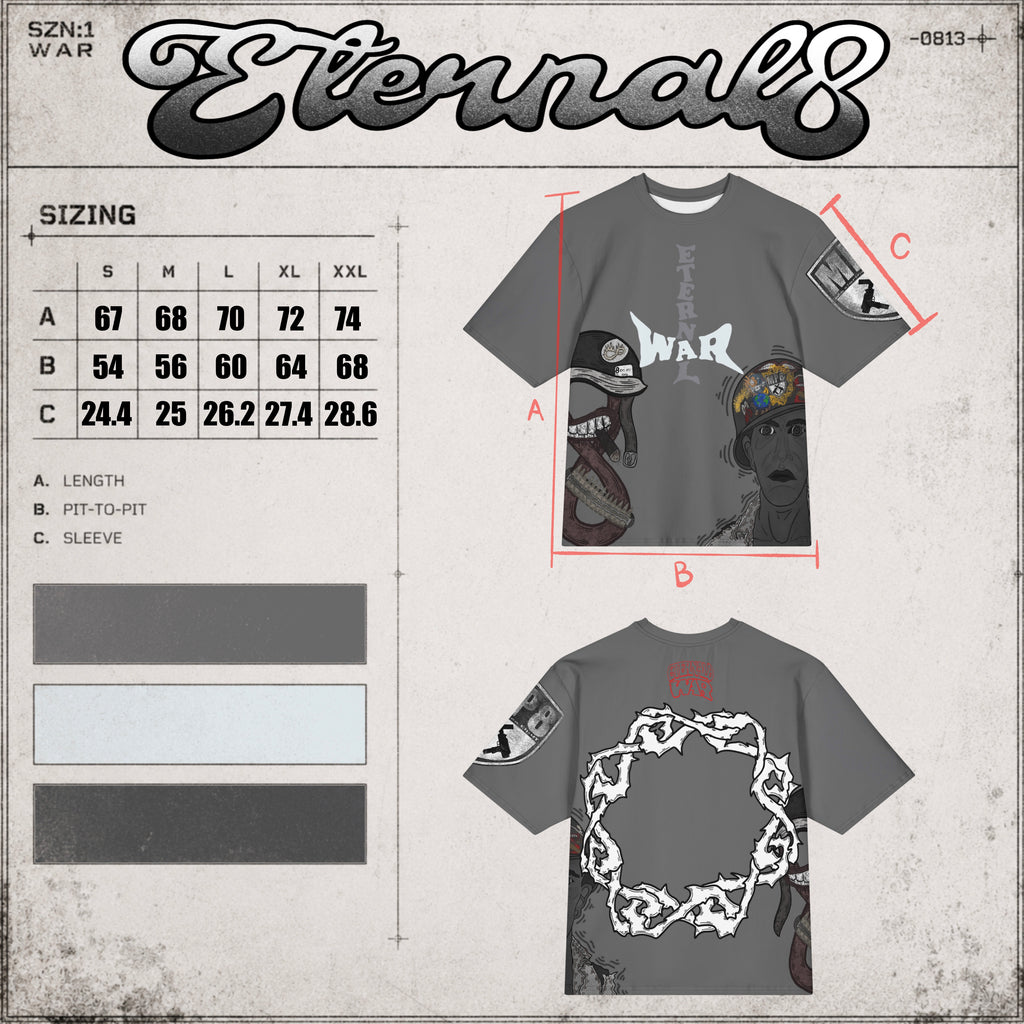 ETERNAL8 — DARK ASH OVERSIZED TEE SZN:1 WAR