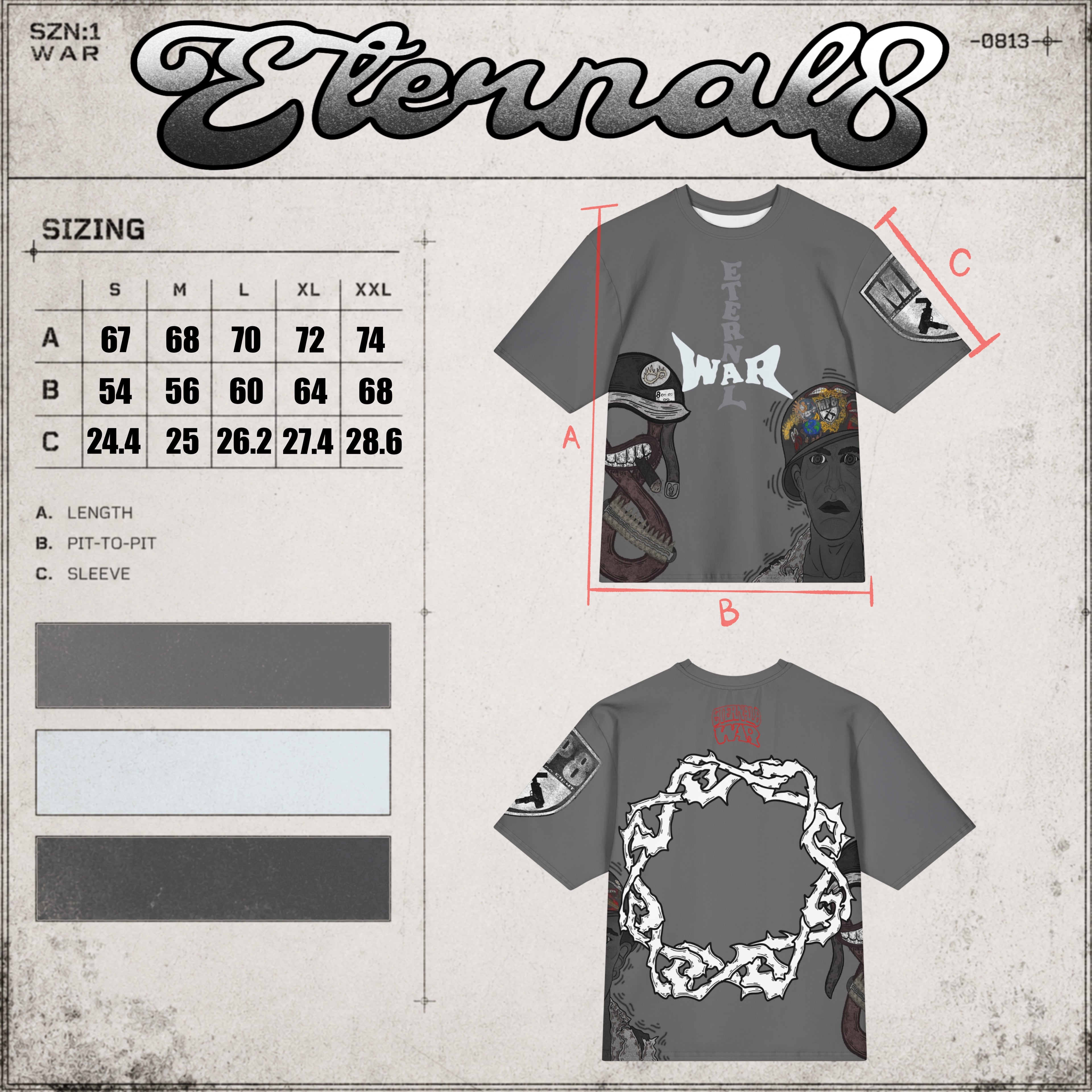 ETERNAL8 — DARK ASH OVERSIZED TEE SZN:1 WAR