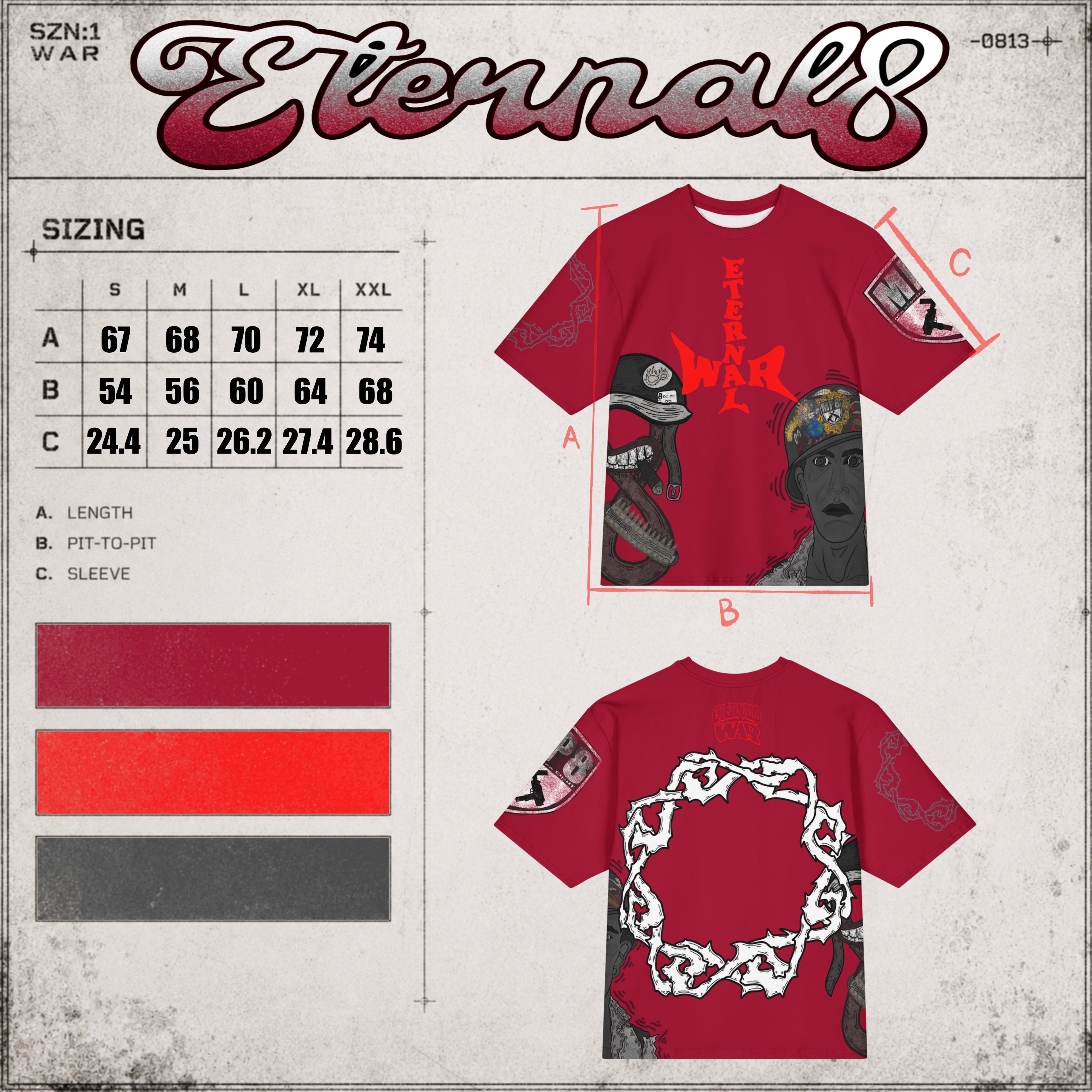 ETERNAL8 — CRIMSON OVERSIZED TEE SZN:1 WAR