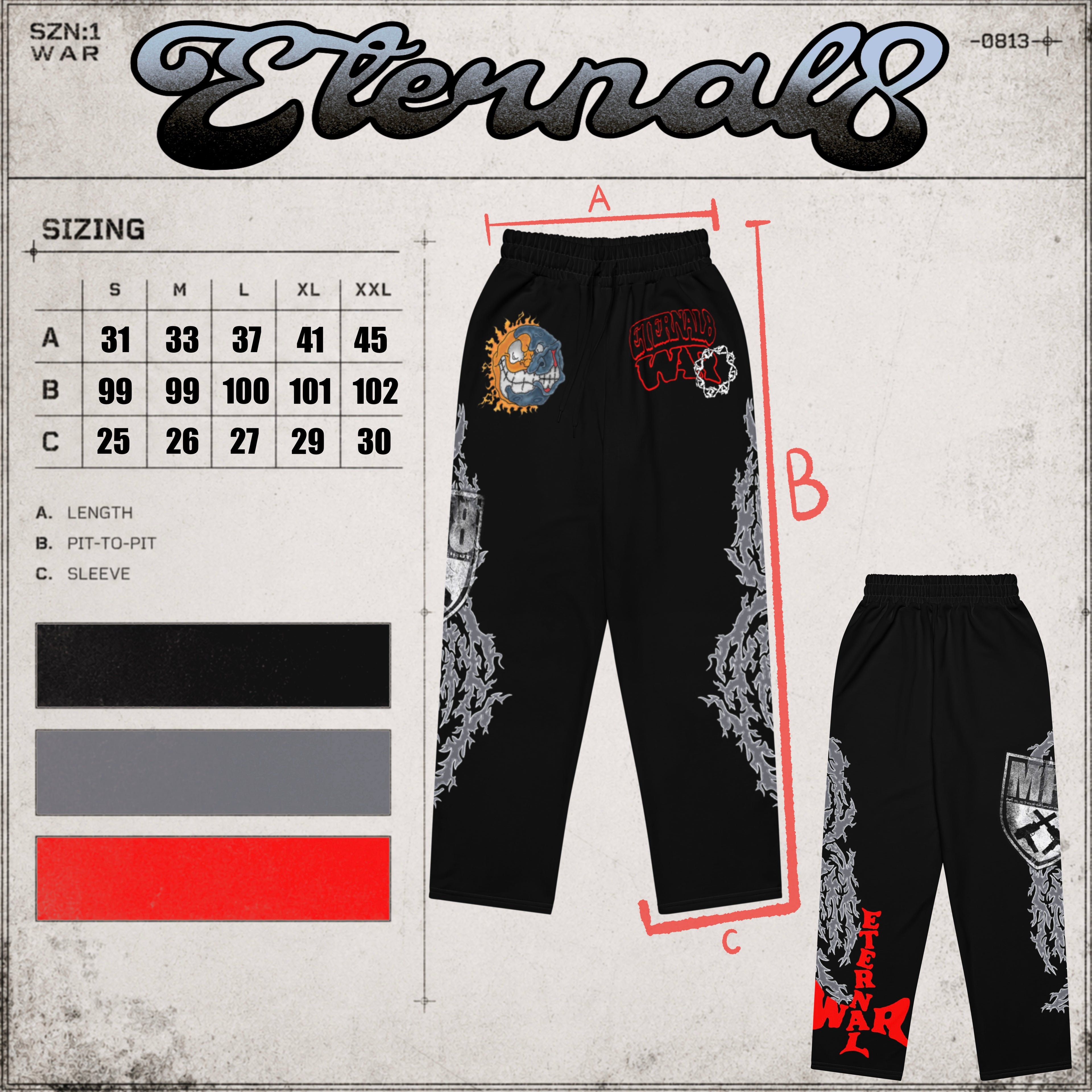 ETERNAL8 — BLACK STACK JOGGERS SZN:1 WAR